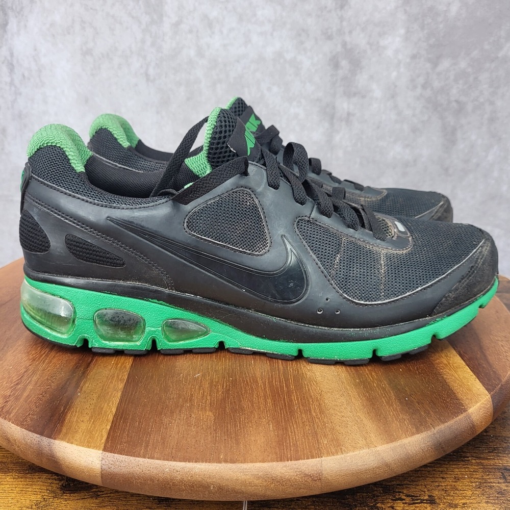 Nike Max Air Turbulence Running Shoes Mens 11 Black Green Sneakers 395763-007